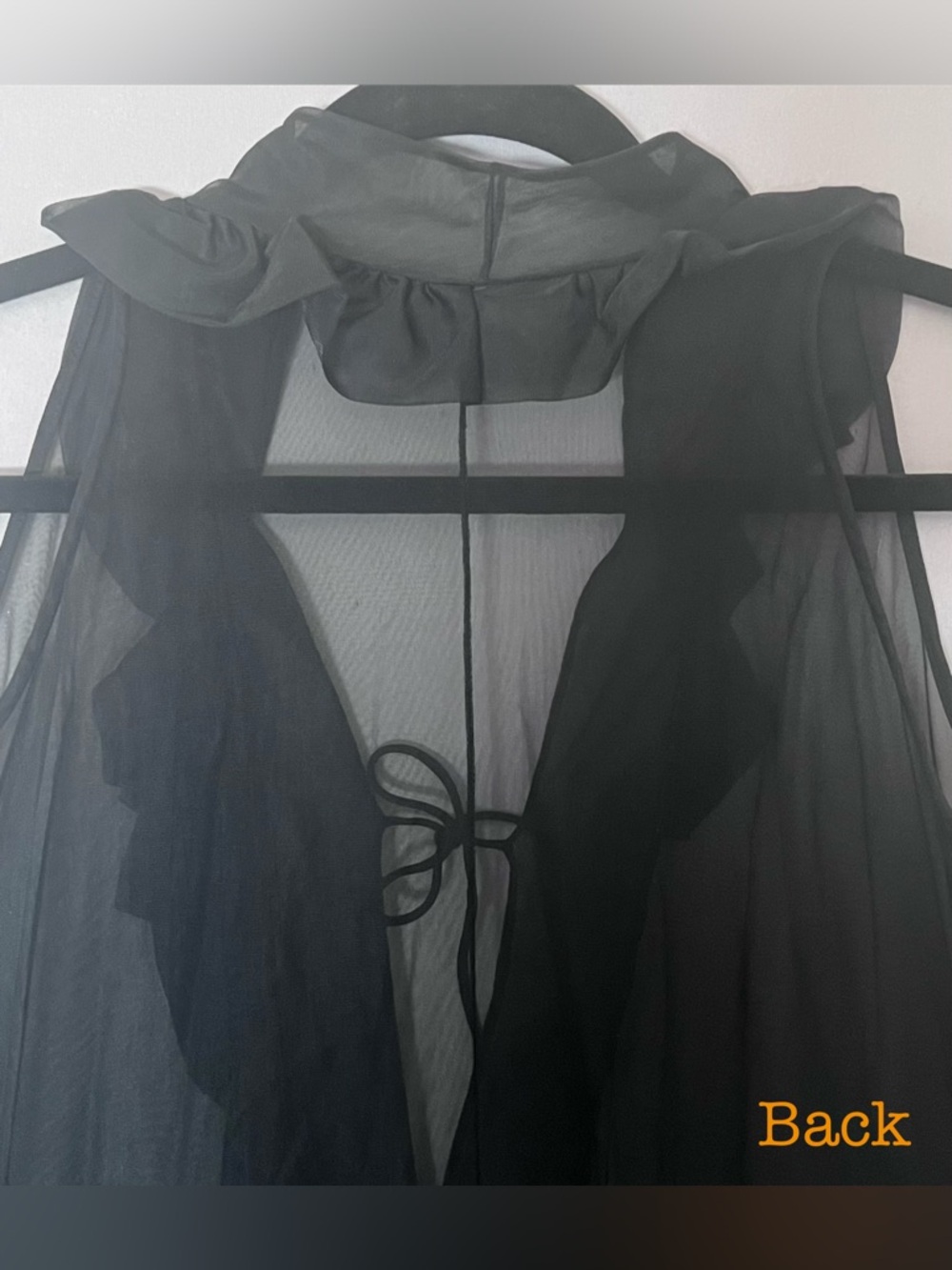 Vintage Black Sheer Slip Dress Nightgown, Sz S - Picture 5 of 11